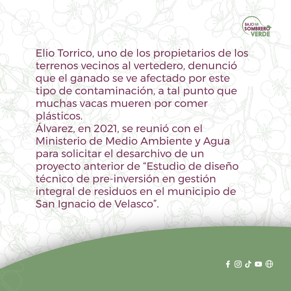 ABR-17-3 DENUNCIAN AFECTACION AMBIENTAL POR VERTEDERO EN SAN IGNACIO DE VELASCO